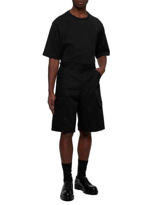 T-shirt over con logo in cotone nero