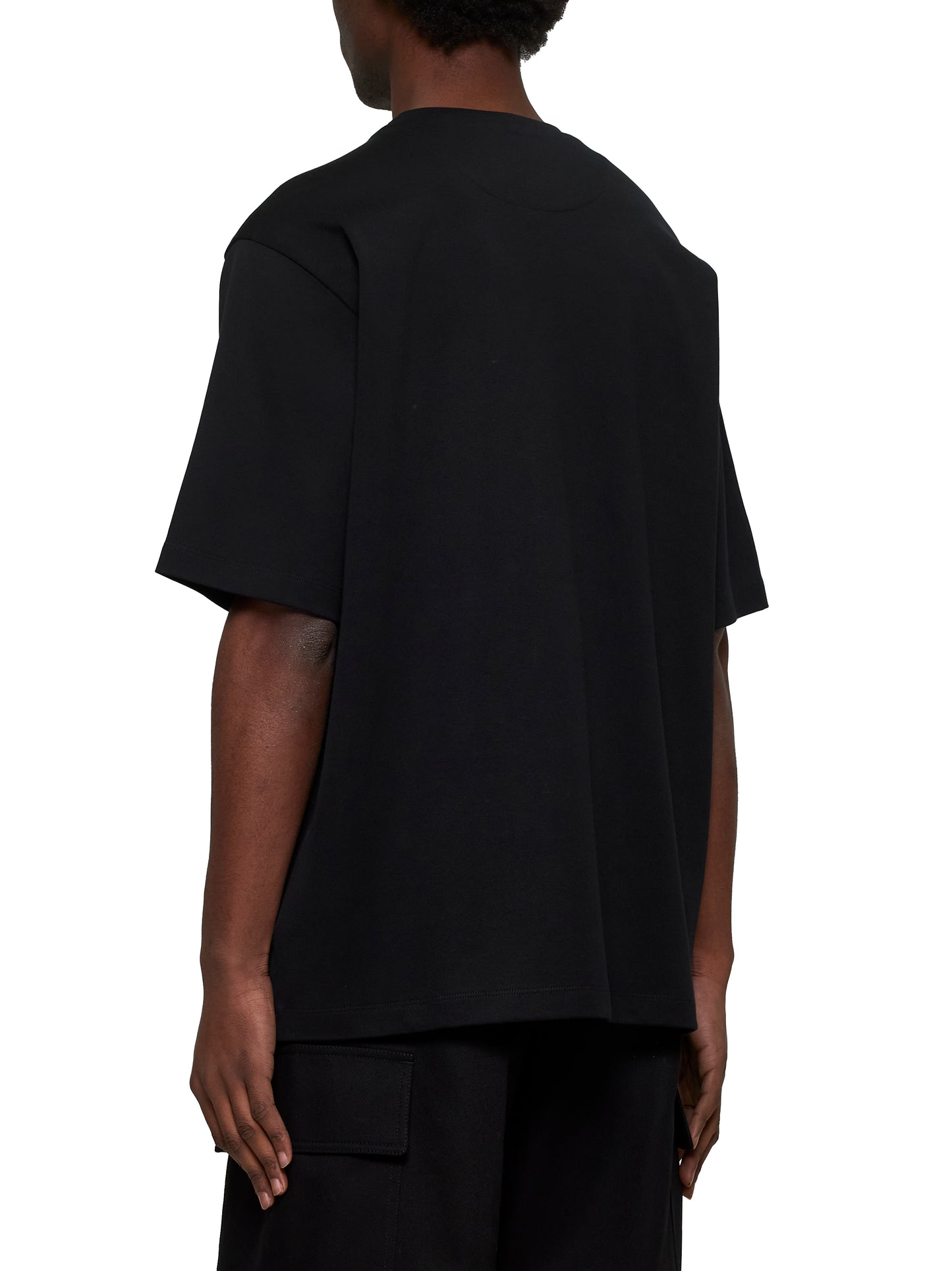 T-shirt over con logo in cotone nero