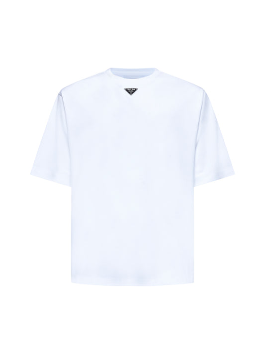 T-shirt over con logo in cotone bianco