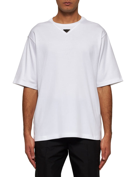 T-shirt over con logo in cotone bianco