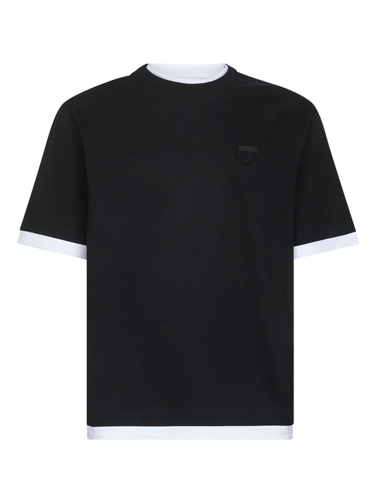 T-shirt girocollo in cotone nero