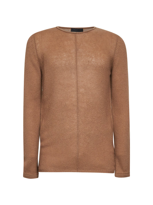 Camel cashmere crewneck sweater