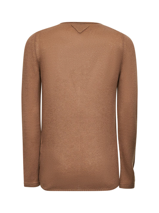 Camel cashmere crewneck sweater