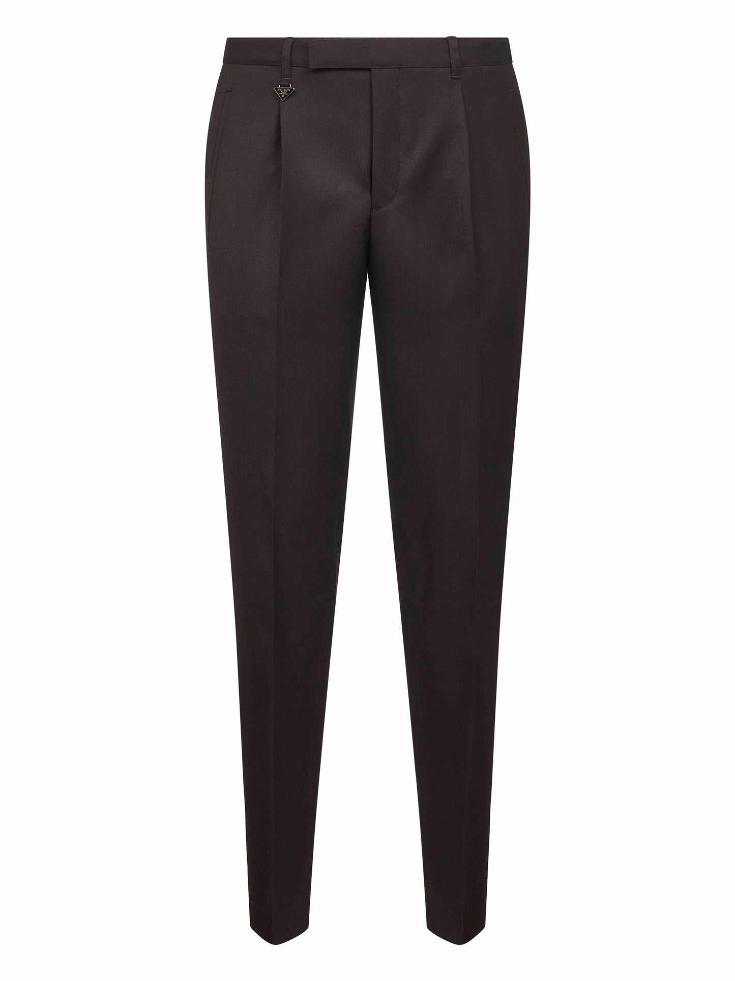 Pantaloni slim in lana vergine marrone