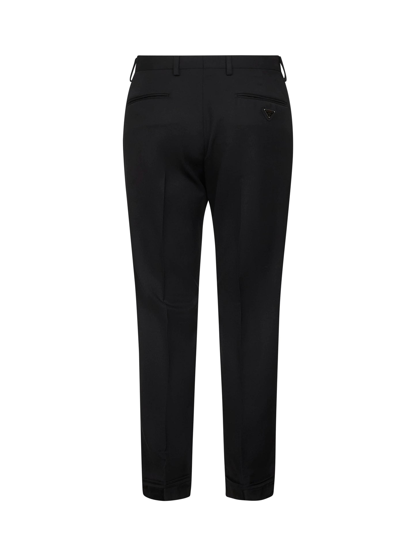 Black wool slim trousers