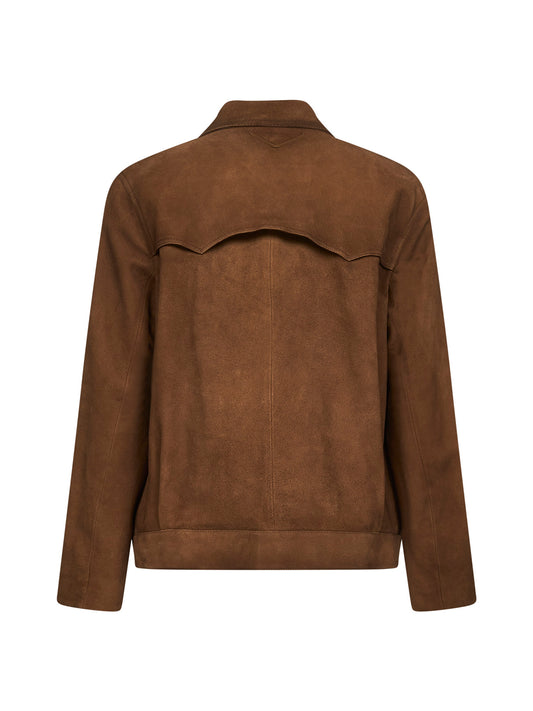 Giacca in pelle scamosciata tabacco