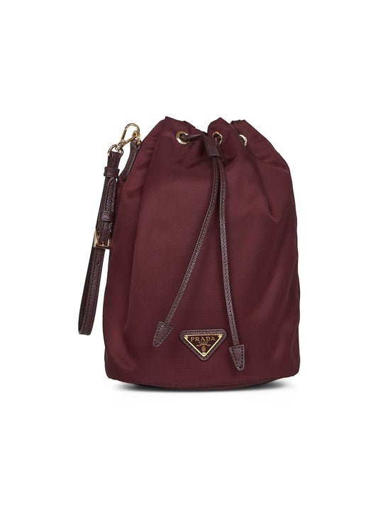 Burgundy bucket pouch bag