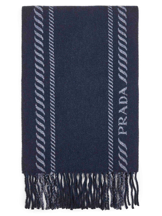 Blue wool and cashmere scarf
