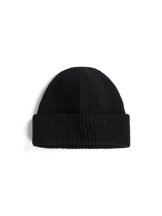 Berretto in cashmere a coste nero