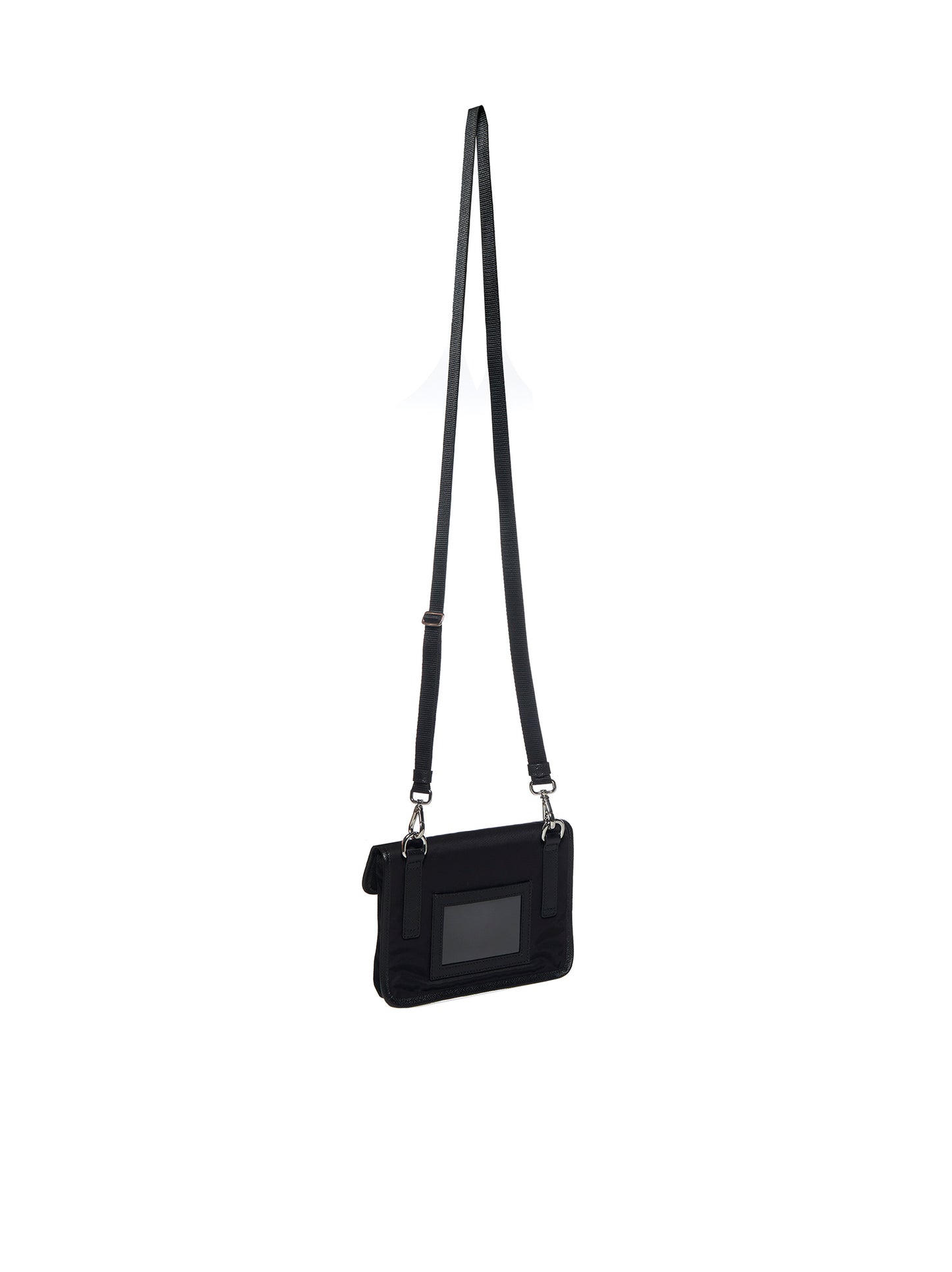 Phone holder in black Re-Nylon and Saffiano leather