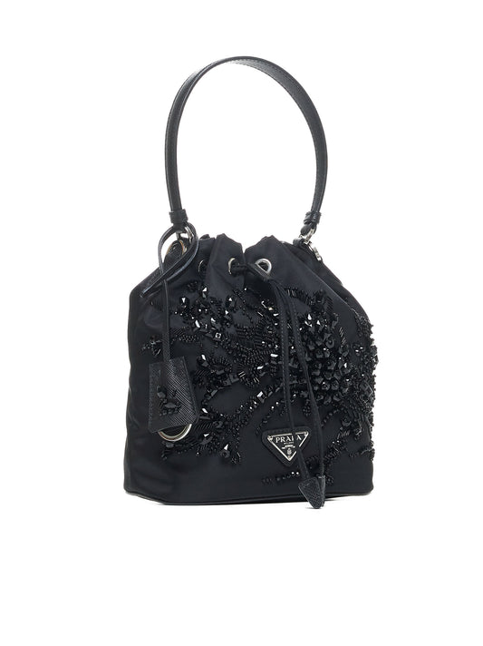 Borsa mini in Re-Nylon con cristalli