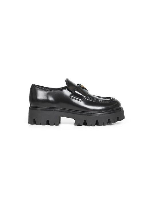 Black brushed leather loafers