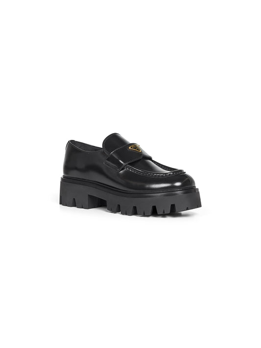 Black brushed leather loafers