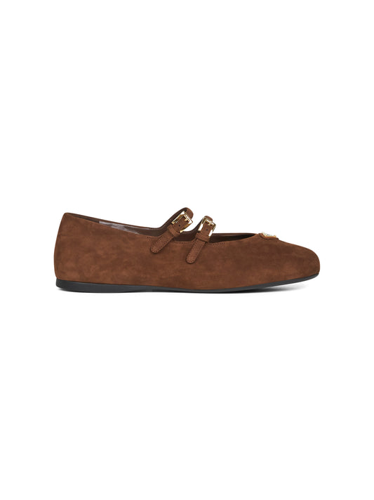 Ballerine in pelle scamosciata color cacao