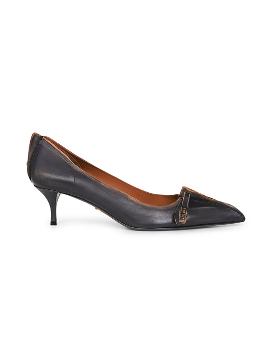 Antiqued leather pumps Prada