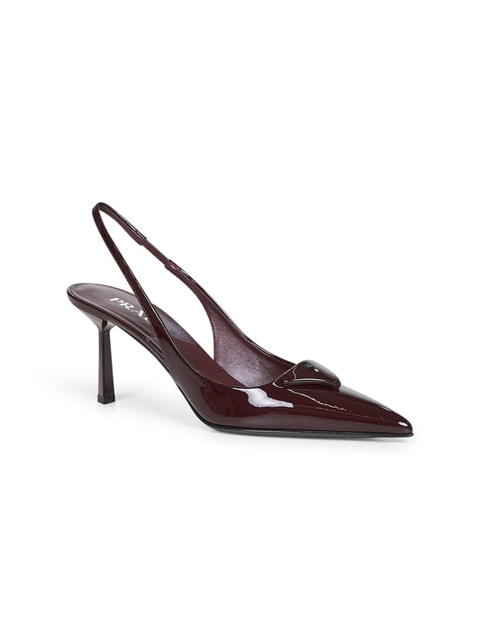 Décolleté slingback in vernice bordeaux