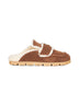 Sabot in pelle scamosciata e shearling marrone