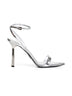 Sandali in pelle metallizzata argento