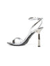 Sandali in pelle metallizzata argento