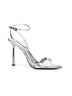 Sandali in pelle metallizzata argento