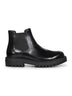 Black calfskin Chelsea boots by Prada