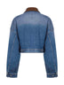 Blouson cropped in denim azzurro