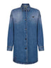 Camicia lunga in denim di cotone azzurro