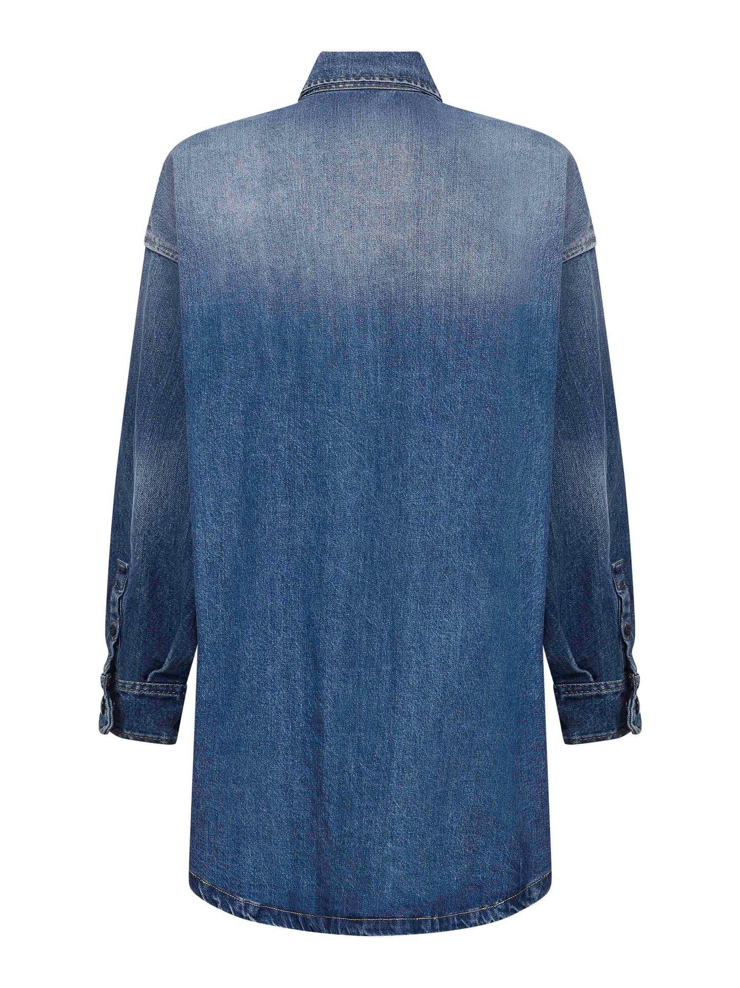 Camicia lunga in denim di cotone azzurro