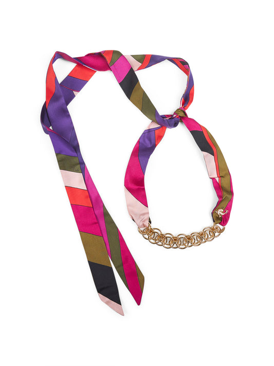 Iride print silk twill Bandeau necklace