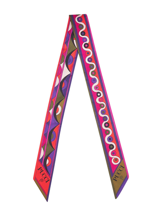 Boucle and Astro print silk twill scarf