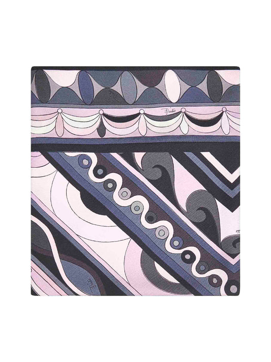 Printed silk twill triangle scarf