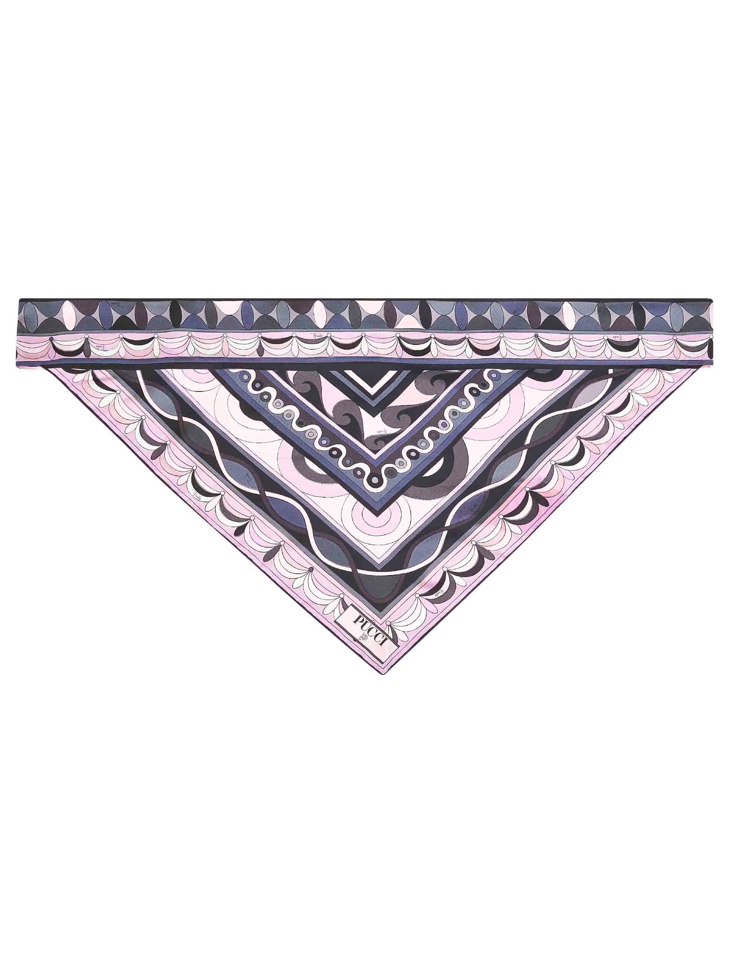 Foulard a triangolo in twill di seta stampata