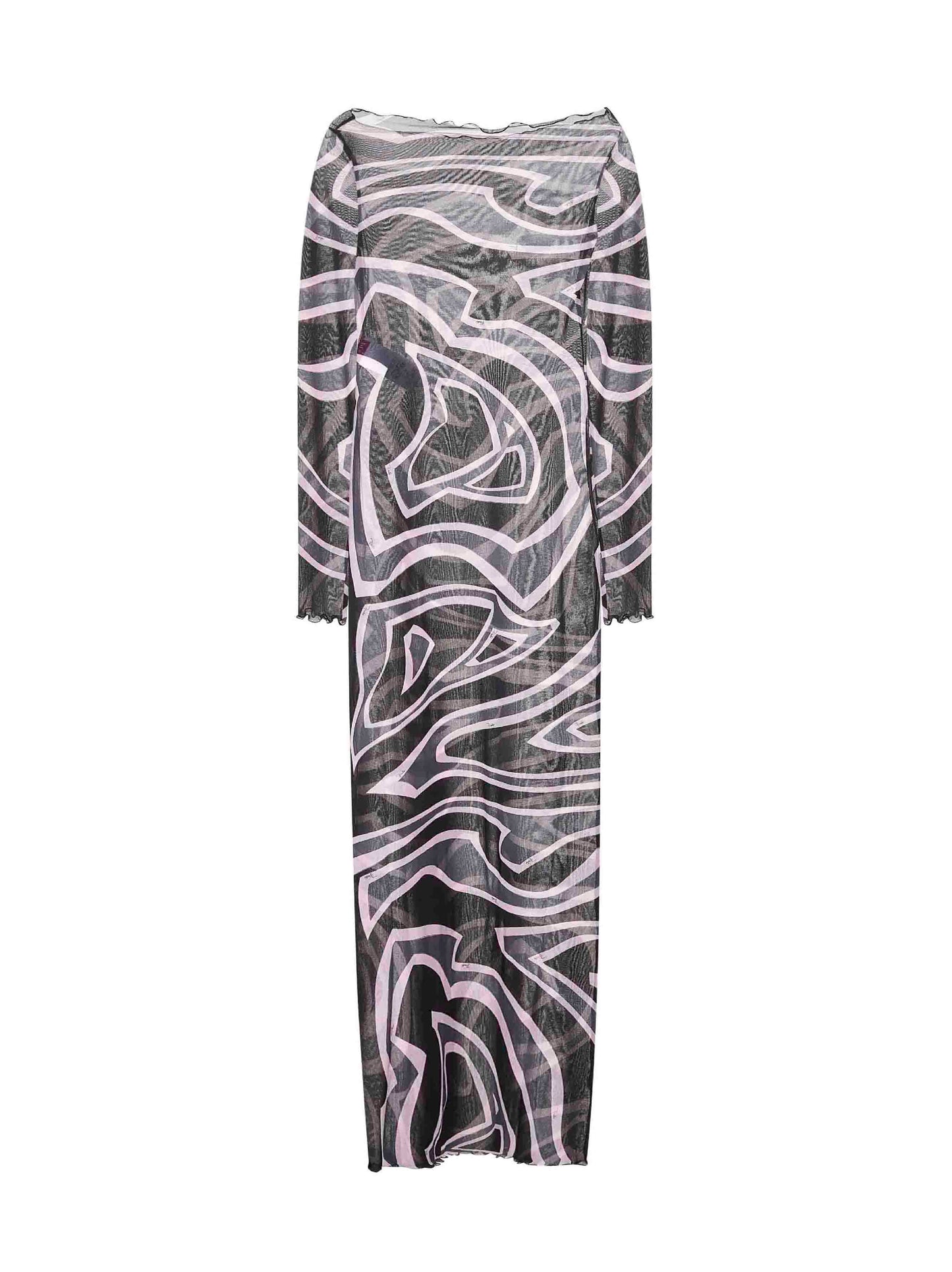 Labirinto print long tulle dress