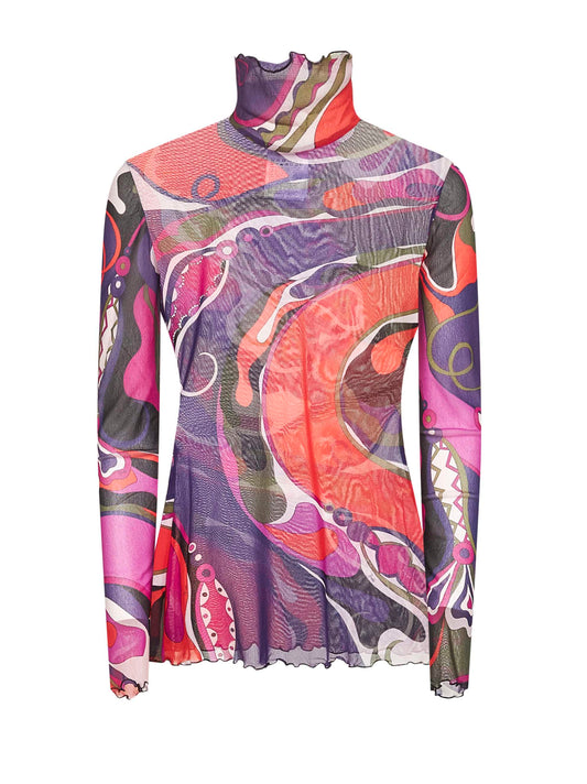 Orchidee print tulle top