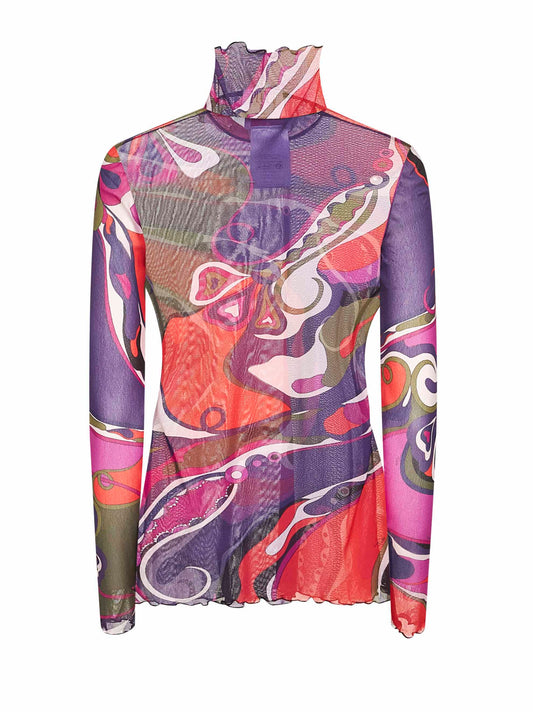 Orchidee print tulle top
