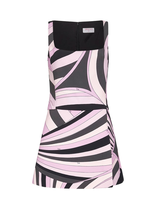 Iride print stretch viscose minidress