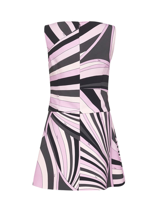 Iride print stretch viscose minidress