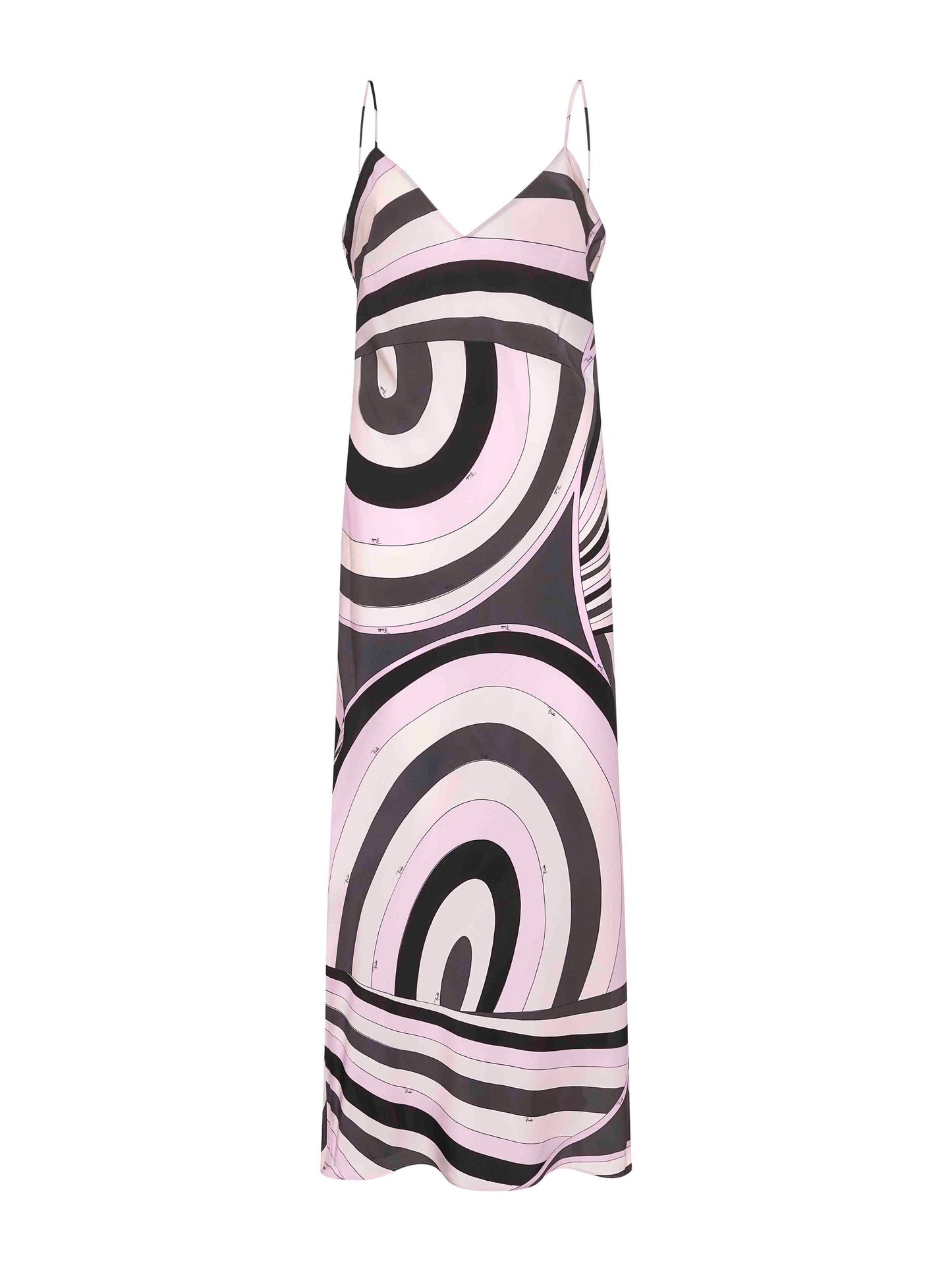 Iride print silk lingerie long dress