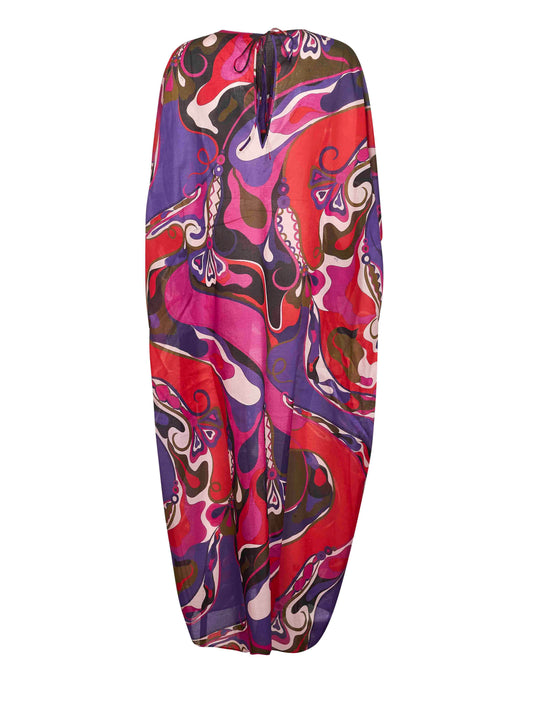 Orchidee print muslin long caftan
