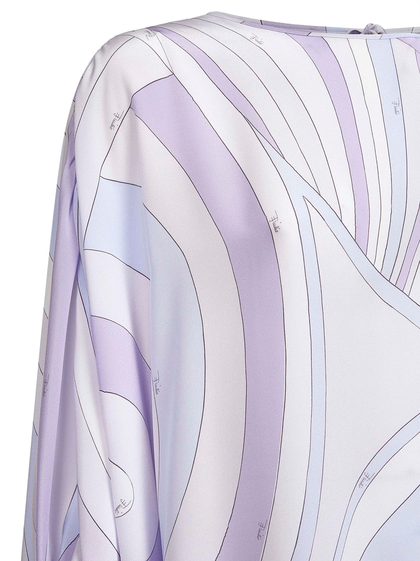 Lavender Iride print silk twill long kaftan