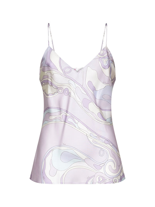 Lavender Orchidee print silk top
