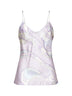 Top in seta stampa Orchidee lavanda