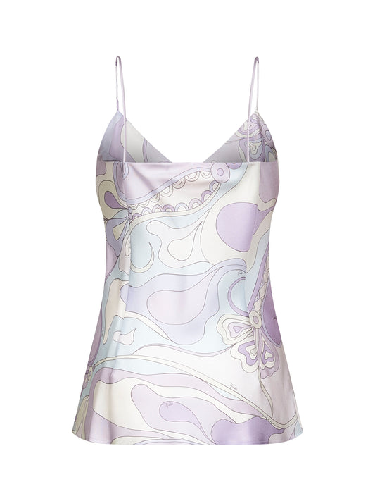 Lavender Orchidee print silk top