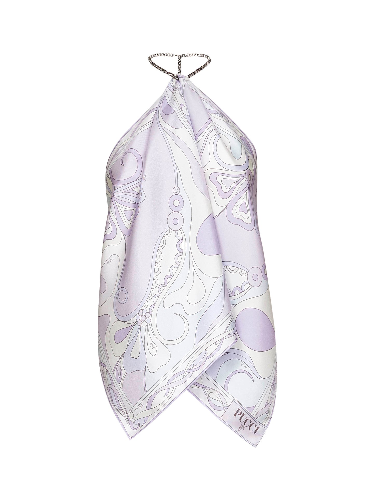 Lavender Orchidee print silk chain top