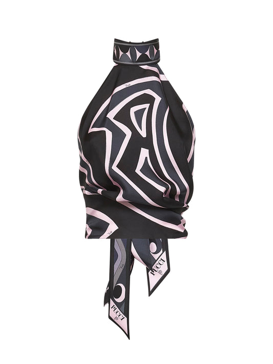 Labirinto print silk twill top