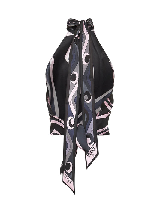 Labirinto print silk twill top