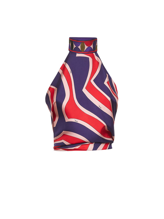Labirinto print silk twill top