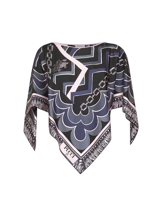 Printed silk kaftan top