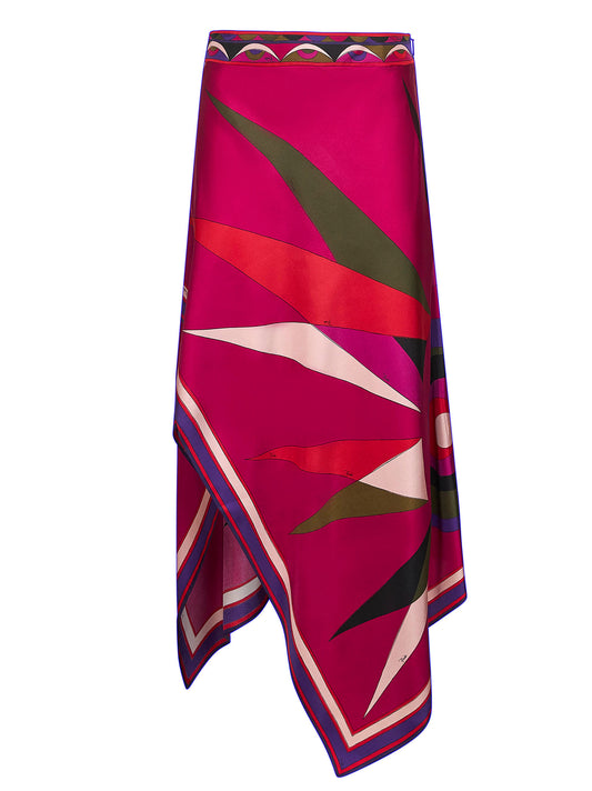 Hawaii print silk twill scarf skirt