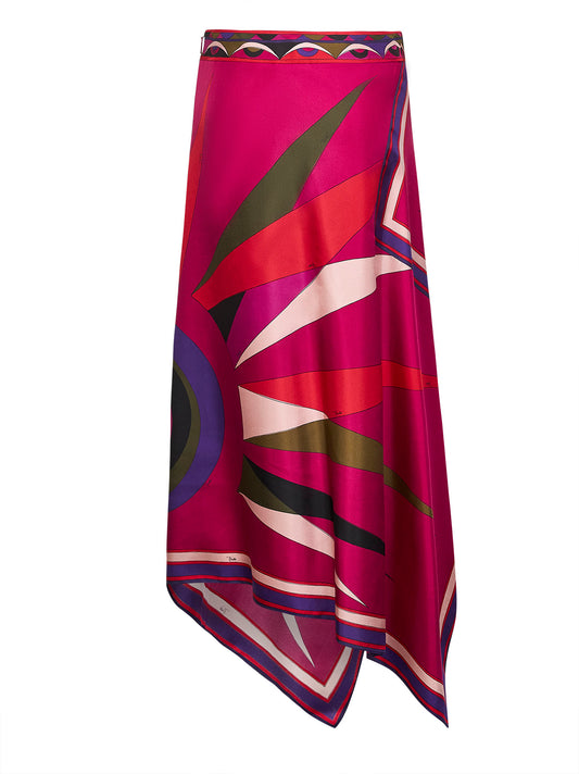 Hawaii print silk twill scarf skirt